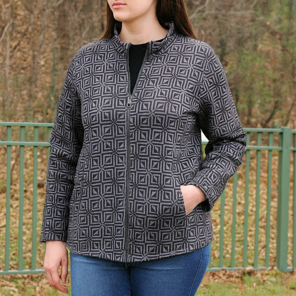 Liz Claiborne Jacket Women’s XXL Zip Front Black Stretch Casual Layering Pockets